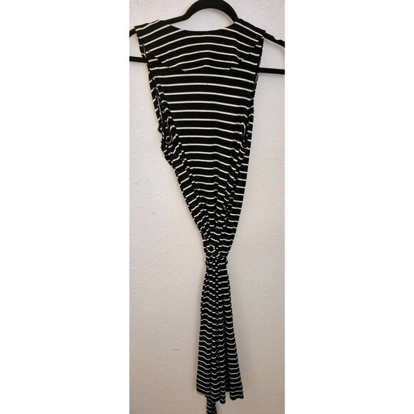 Banana Republic Striped Wrap Dress with Ruffle Neckline Size M EUC - Picture 6 of 8